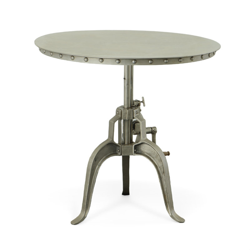 Table de salle à manger moderne 36 po avec manivelle réglable, Nickel antique