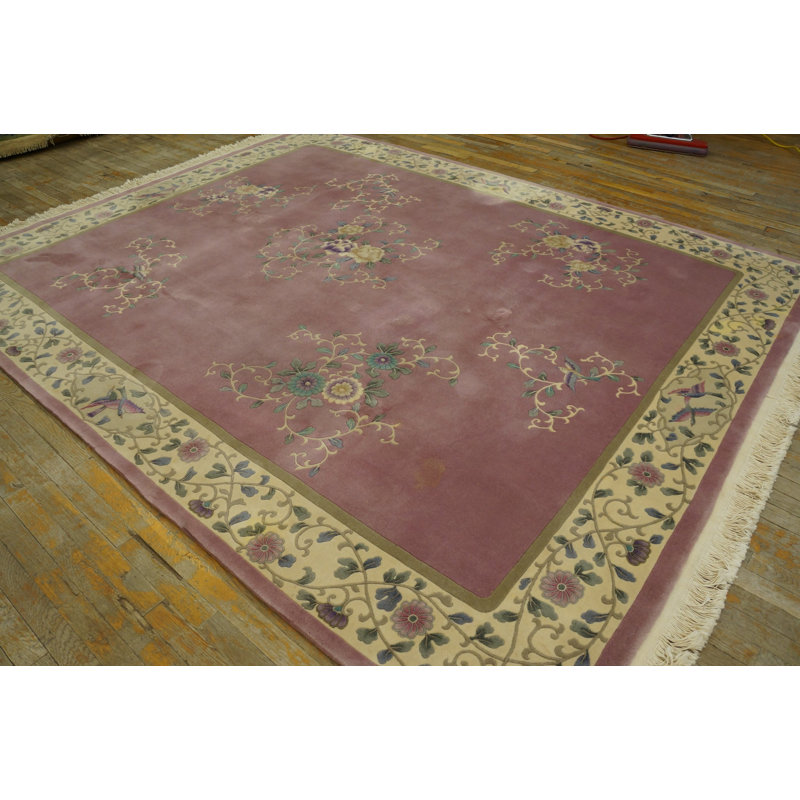 Hand Knotted Wool Area Rug in Purple