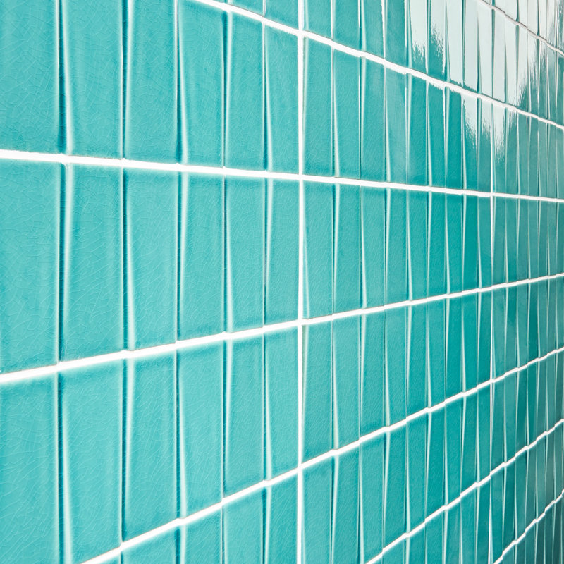 Radiant Steps 4.43'' W x 17.62'' L Crackled Ceramic Subway Wall Tile (7.62 Sq. Ft. / Case), Teal Green