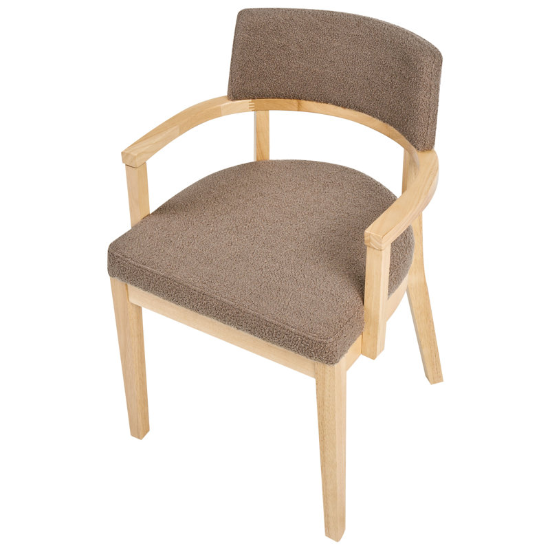 48cm H Boucle Upholstered Upholstered Back Armchair, Beige, Beige