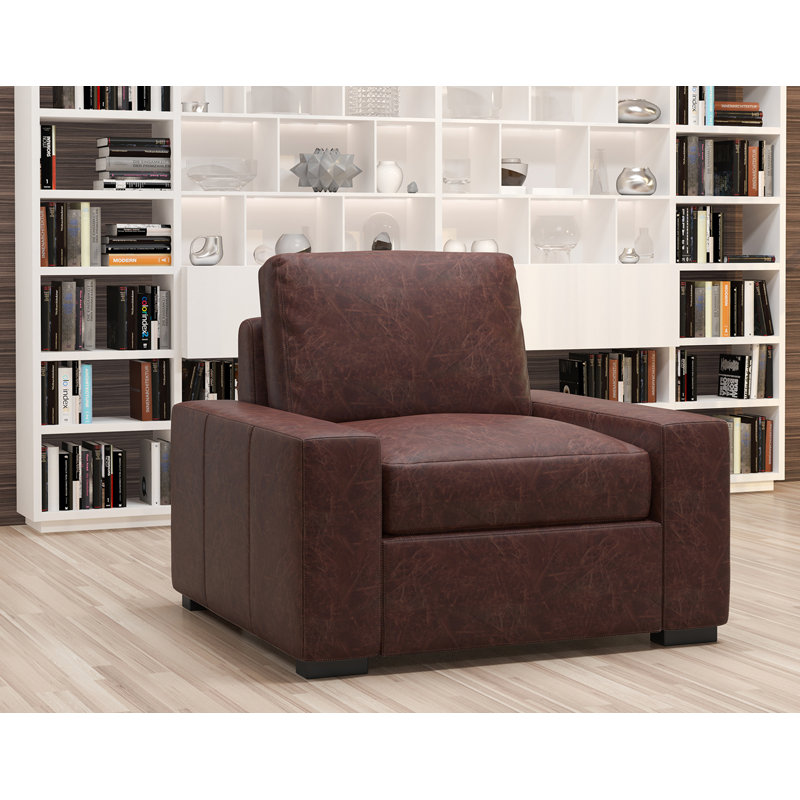 Fauteuil club Alburga, Cuir véritable crème