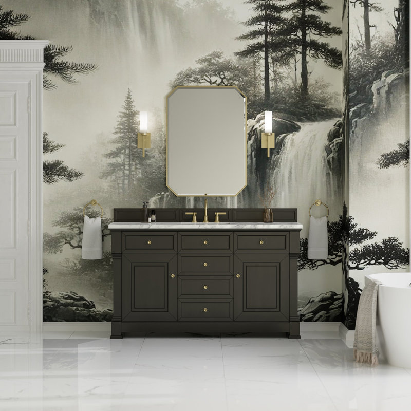 Brookfield 59.88'' W Single Bathroom Vanity Base, Black Onyx