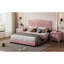 Tête de lit en rose avec plateforme tapissier en velours moderne avec cadre de rivet et rivets décoratifs