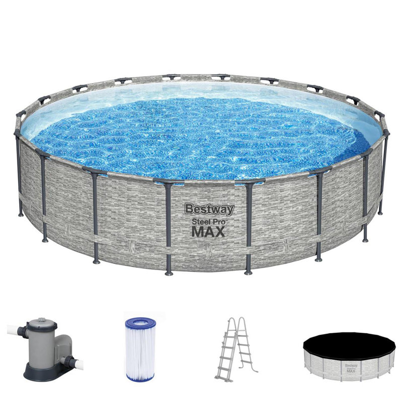 Steel Round Frame Set Pool 122cm H x 549cm W x 549cm L , with Pump Included