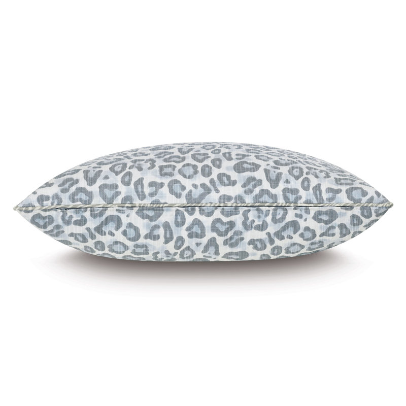 Mineral Blue Leopard Print Cotton Square Throw Pillow