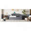 Lit de jour simple rembourré avec dossier en forme de nuage, lit gigogne, 2 tiroirs et ports USB-118097642