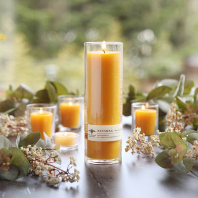 Unscented Beeswax Candle with Sanctuary Glass Holder