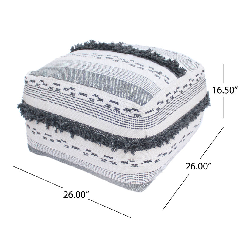 Grand pouf en faux fil, gris ivoire