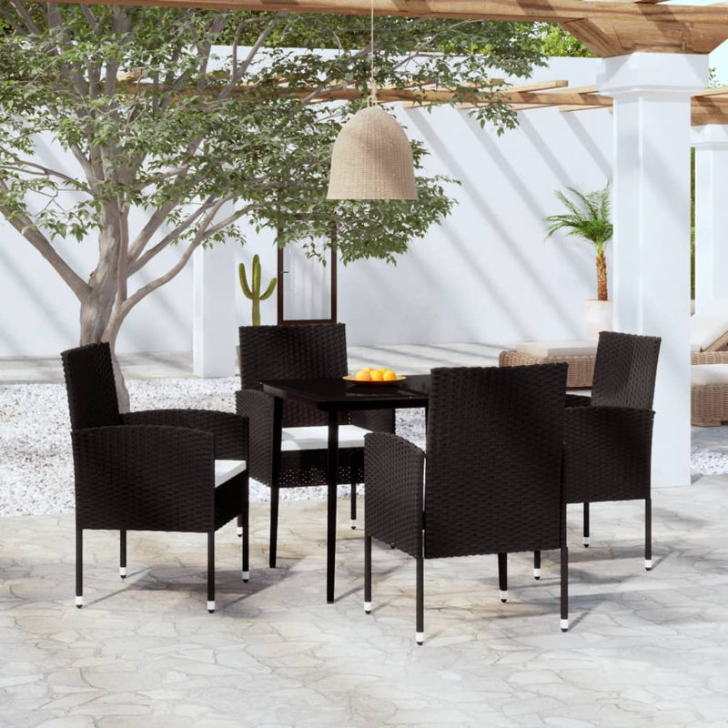 Ensemble repas Zojka, H 29,1 po x L 55,1 po x l 27,6 po, Noir / blanc, 6