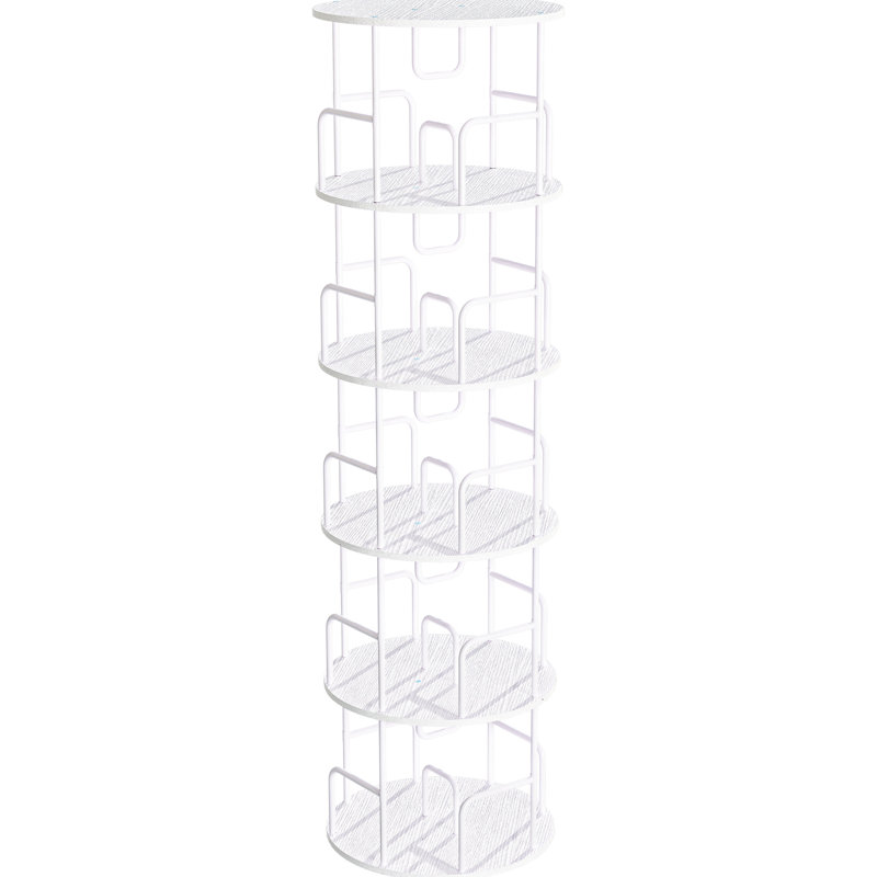 Étagère de rangement Spinning 360 à 5 niveaux pour différentes pièces, blanc, peu encombrant et aspect élégant