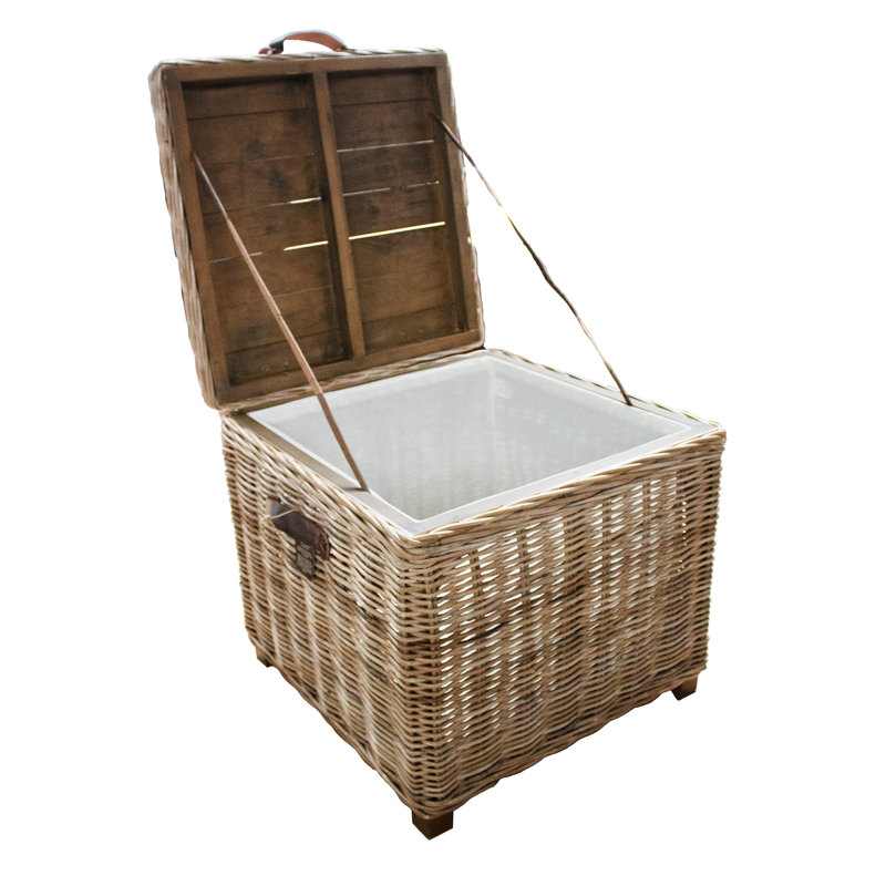 Aliyaha Handmade Kubu Rattan Side Table. Lift Top Storage. Lined Interior.