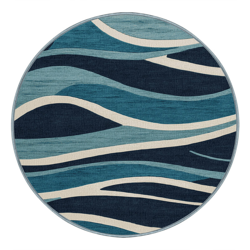  Tapis côtier lavable Wave Motion Study, Rond 4 pi