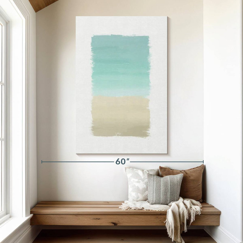 Avery turquoise abstrait sur fond blanc, H 51 po x l 34 po