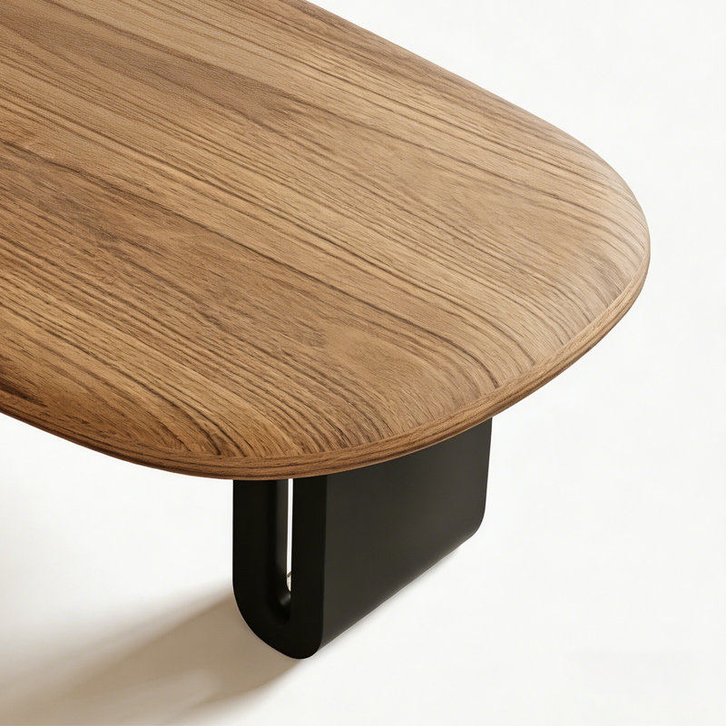  45" Modern Oval Coffee Table, Wood Grain Center Table For Living Room