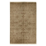 Hand Knotted Wool Oriental Area Rug in Gold