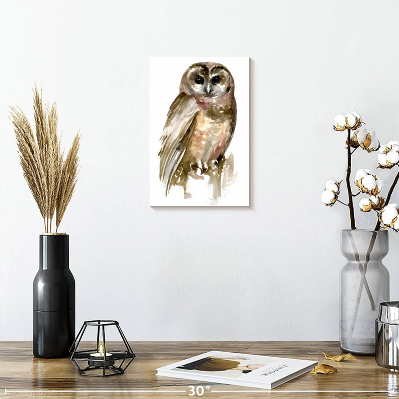 Brampt Watercolor Owl II, 12" H x 8" W