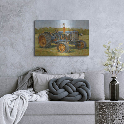 Art mural en métal Rosalind Wheeler «Rustic Tractors 3» par Ethan Harper