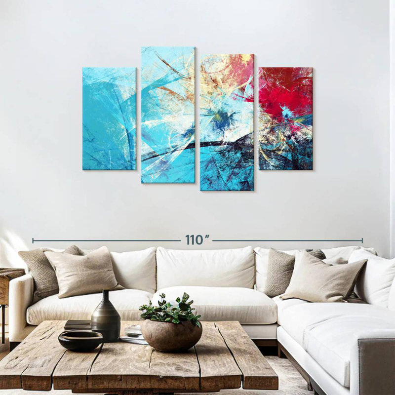 Avery Red And Blue Abstract, 48" H x 75" W