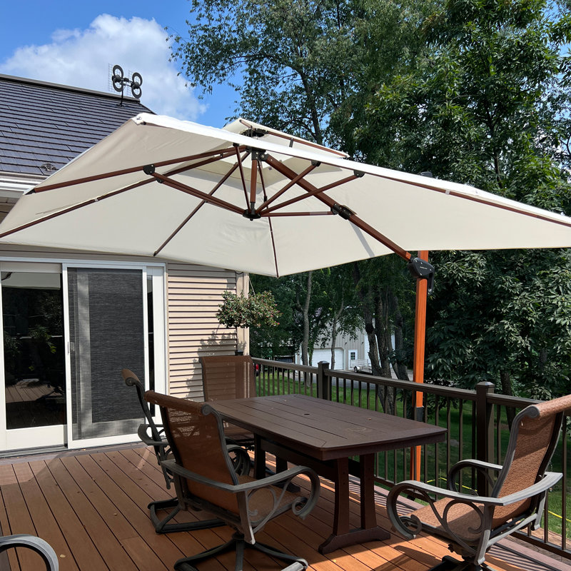 Parasol en porte-à-faux carré 120 po Sephra, Crème