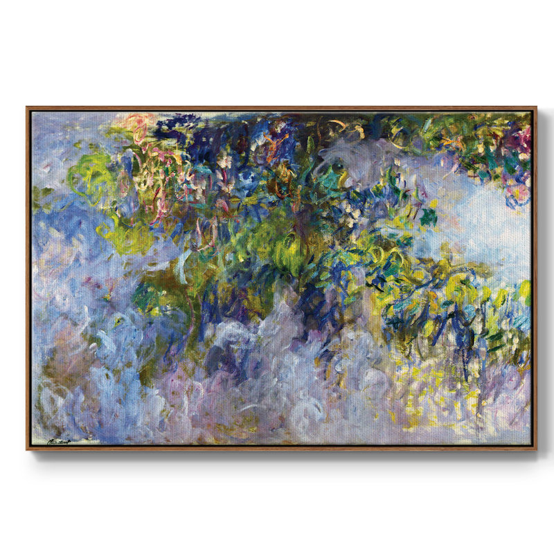 «Wisteria [1]», reproduction encadrée sur toile par Claude Monet, Noyer, H 17 po x l 25 po x P 2 po