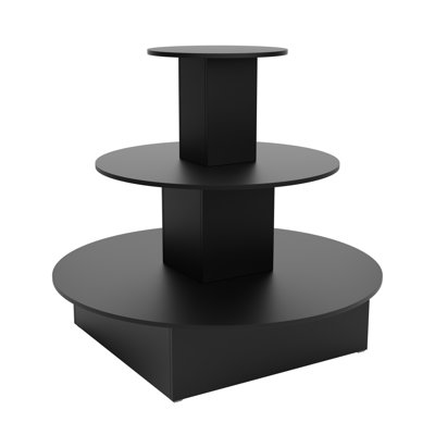 Table de présentation ronde en bois noir l 48 po x P 48 po x H 42 po