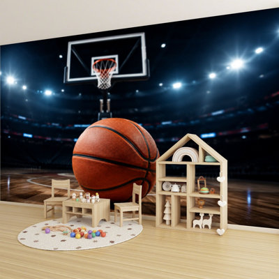 Basketball Sports Wall Mural Peel and Stick Wallpaper Modern Self Adhesive Wall Decor for Man Boys Bedroom Living Room 69" L x 96" W