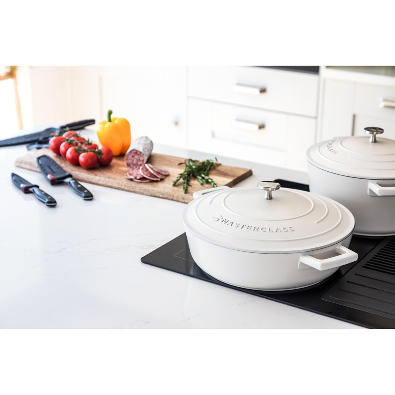 MasterClass Cast Aluminum Shallow Casserole 4L, Cream