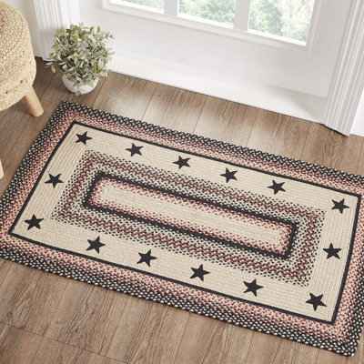 Tapis tressé à motif géométrique naturel / noir / rouge vif Privett