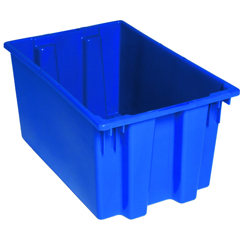 Stack and Nest Tote, heavy duty, 2.00 cu. ft. capacity, polypropylene, (priced per each, 3 each per carton), case of 3, Blue