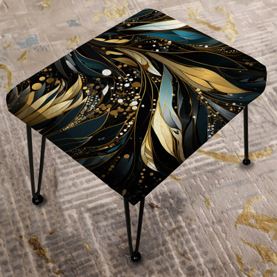 Blue Boho Chic Feathers Charms II - Boho Rectangle Ottoman