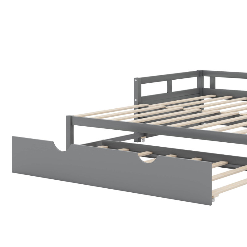 Lit de jour extensible simple avec lit gigogne, Gris
