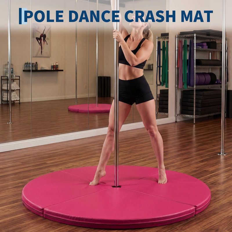 Tapis de sol pliable 59 po x 3 po - Rembourrage en mousse EPE, housse en polyuréthane, trou central de 3 po pour la danse à la maison
