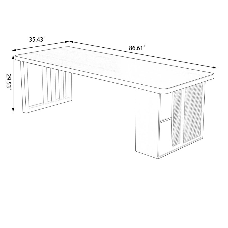 Bureaux rectangulaires noirs en bois massif, H 29,53 po x l 86,61 po x P 35,43 po