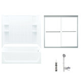 60" W x 74" H Frameless Rectangle Sliding Tub & Shower Kit with Towel Bar and Base Included