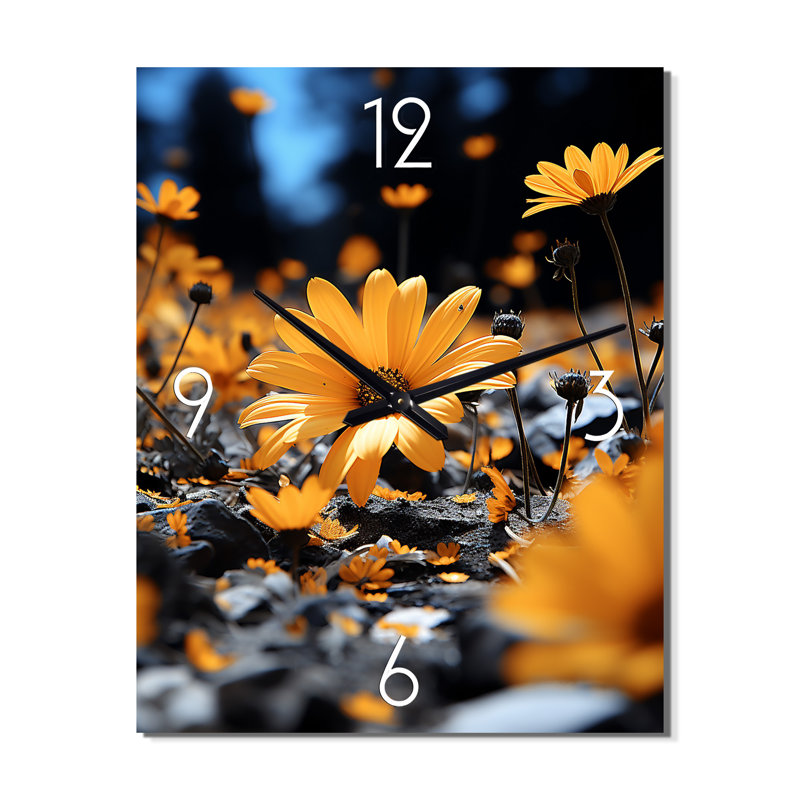 Horloge murale florale jaune, Très grand