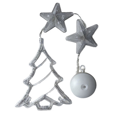 Christmas Window Lights Decorations, Battery Powered Christmas Window Hanging Warm White Lighted LED Sucker Lamp For Xmas Tree Fireplace Window Indoor Outdoor