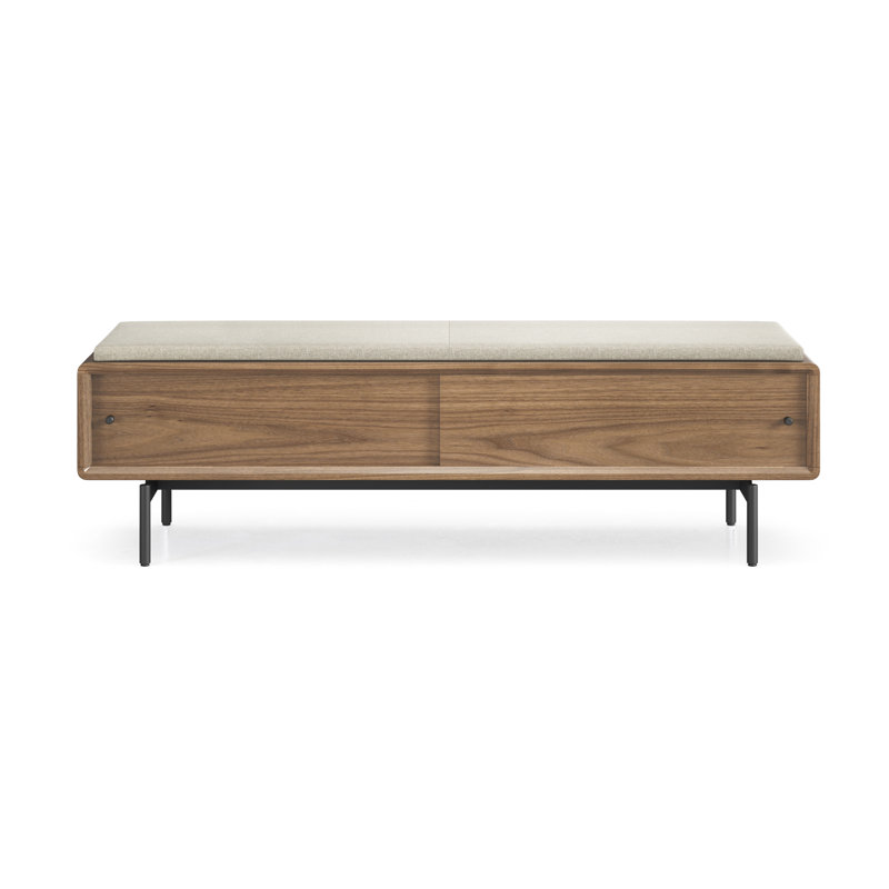LINQ Upholstered Storage Bench, Natural Walnut/Almond