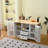 Mobile Kitchen Island Storage Trolley Cart on Wheels with Dropleaf Top, Towel/Spice Rack,2 Drawers, 2-Door Cabinet, White