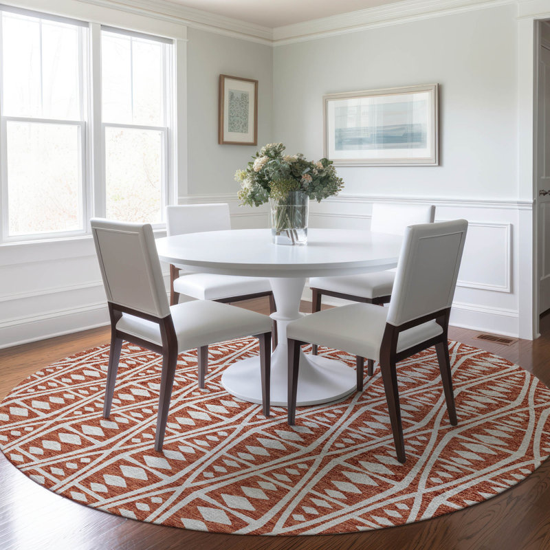 Premium Machine Washable Mayfield AMF112 Geometric Rug, Canyon, 8' Round