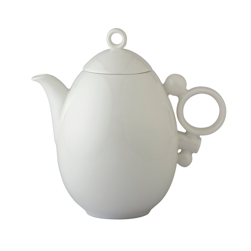 Geometrica White China Teapot