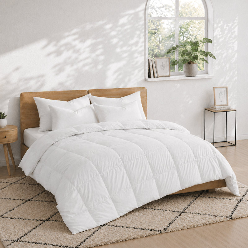 Lightweight Down Feather Fiber Comforter Summer Duvet Insert for Hot Sleepers, California King