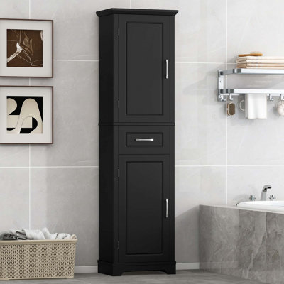 Tall Bathroom Freestanding Storage Cabinet with Adjustable Shelves, Door Shelves Design