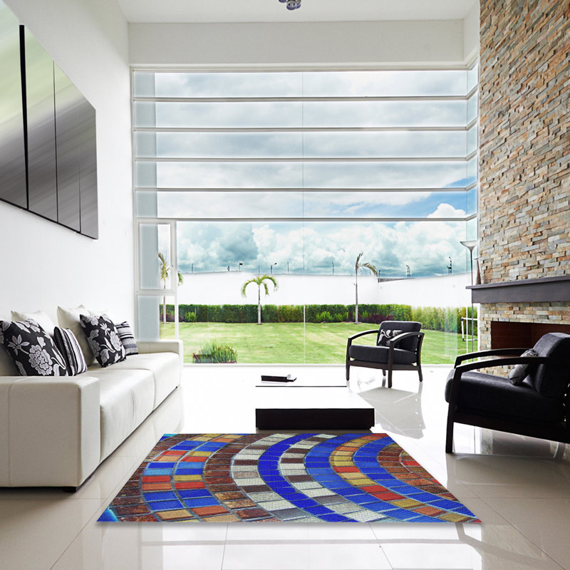 Tapis mauve/brun tissé à la machine, Carré 7 pi