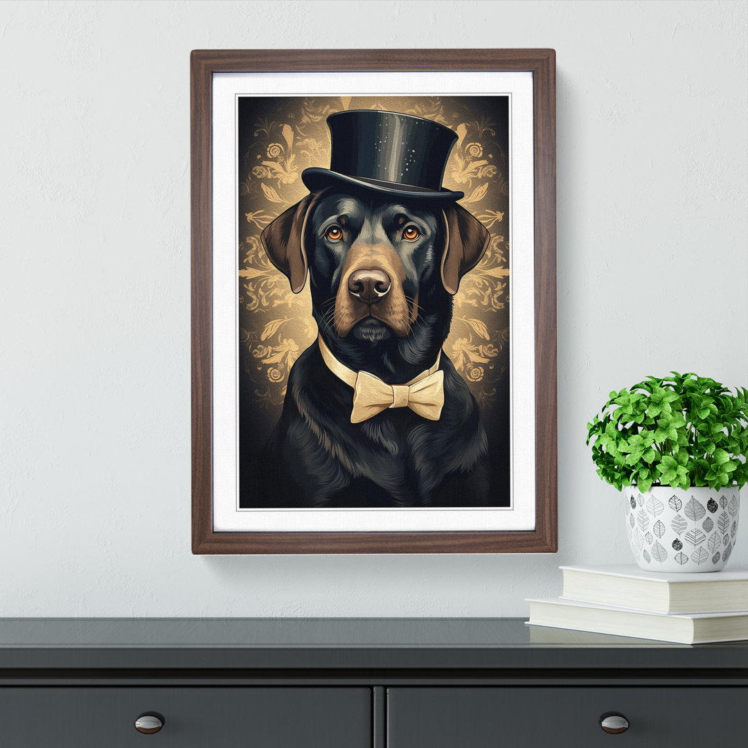 Labrador Retriever Art Deco - Single Picture Frame Print on Wood