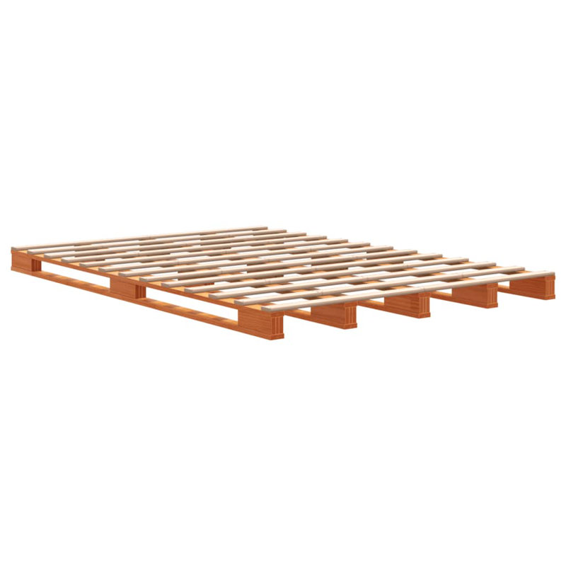 Pallet Bed Solid Wood, European Double (140 x 200 cm), Wax Brown