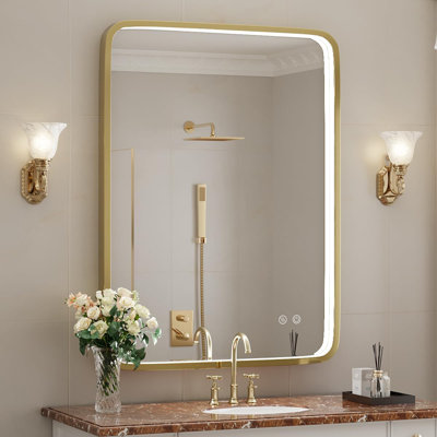 LED Bathroom Vanity Mirror With Lights - Wall Mounted Anti-Fog Mirror With Dimmable Memory Function, Non-Rusting Metal Frame, Stepless Dimming For Modern Bathroom Decor