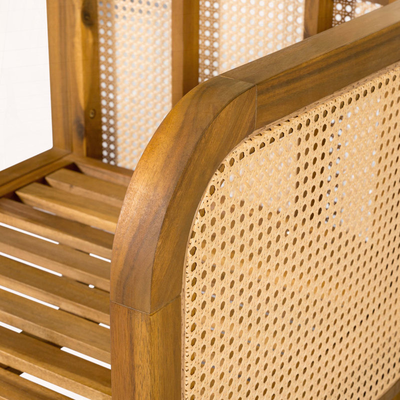 Ensemble de 2 fauteuils d'extérieur avec structure en bois d'acacia et canne en plastique - coussins épais