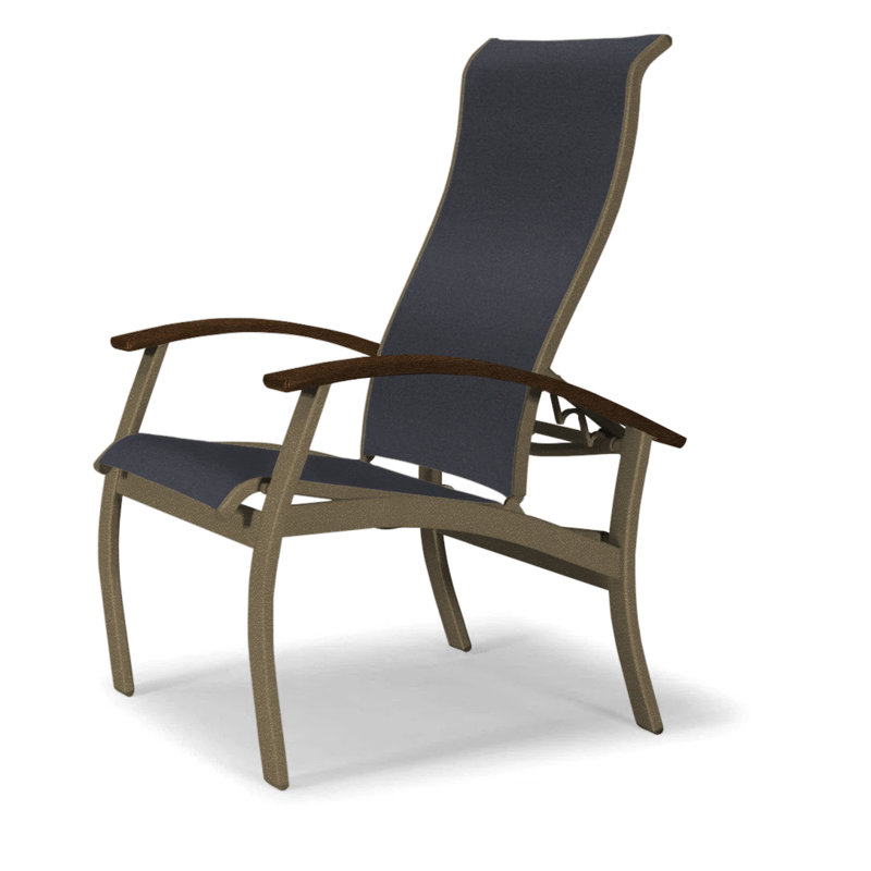 Chaise de patio Askar, Bois de plage texturé, Noir 5D Sunbrella®, Kona