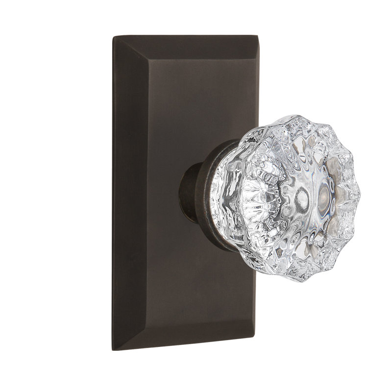 Studio Plate with Crystal Door Knob, Oil-Rubbed Bronze