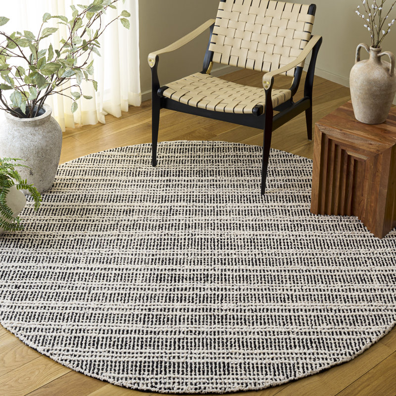 Metro 810 touffeté à la main 80% laine; Tapis rayé 20% coton, Rond 6 pi 0 po x 6 pi 0 po